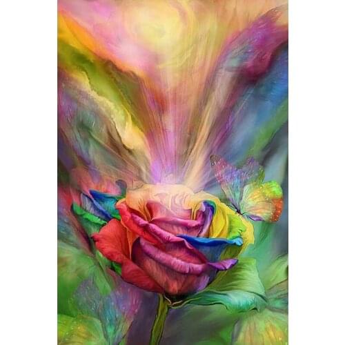 SNA Beauty Full Handcraft Embroidery Rhinestones Cross Stitch Diy Diamond Painting colorful Flower Home Decoration