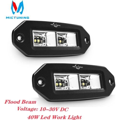 MICTUNING 40W Led Work Light Bar Flush Mount LED Flood Light Driving Fog Lamp for 4X4 Off-road J-eep SUV UTV Boat Motorcycle