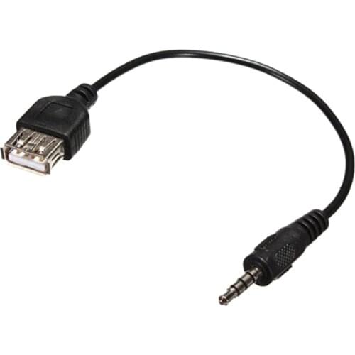 USB Sync o Earphone Jack Cable for Mini Electronic Devices with DC 3.5mm Plug, Black