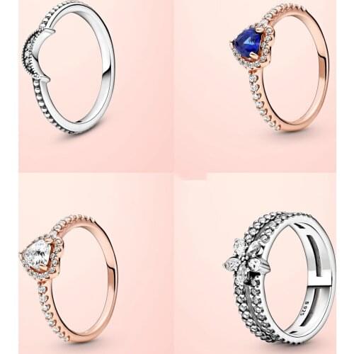 Original 925 Sterling Snake Chain Pattern & Marquise Double Wishbone Rings for women Engagement & Wedding DIY fine Jewelry Gifts