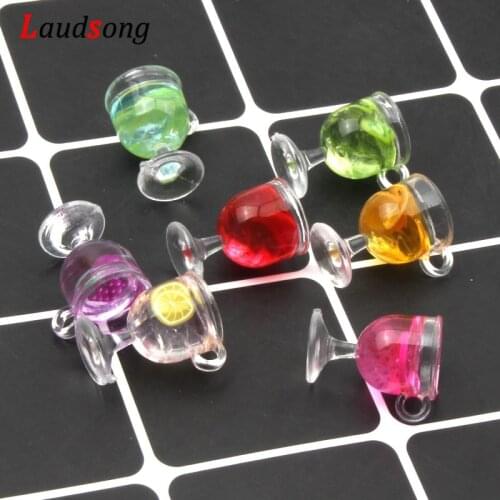 10Pcs Colorful Fruit Tea Goblet Charms Pendant Finding For Hair Accessories Jewelry Necklace Earring DIY Pendants 12x18mm