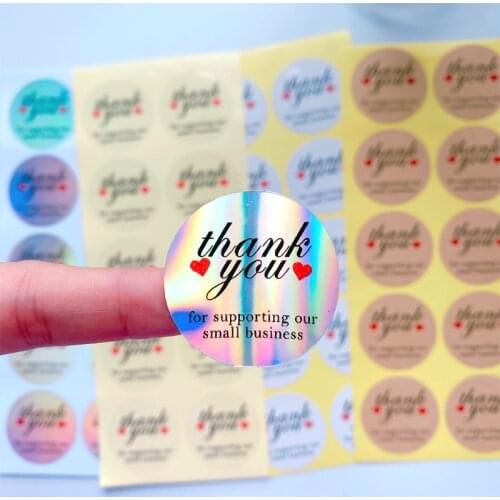 100Pieces Red heart sealing sticker Thank you for your support decorative stickers white/Cowhide/Transparent/Plain silver 3.5CM