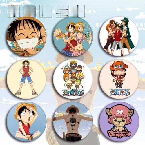 24Pcs/set Anime TV ONE PIECE Badge Cartoon Backpacks Kawaii Aluminium Pins Clothes Lapel Pin Straw Hat Boy Brooch Gift for Fans