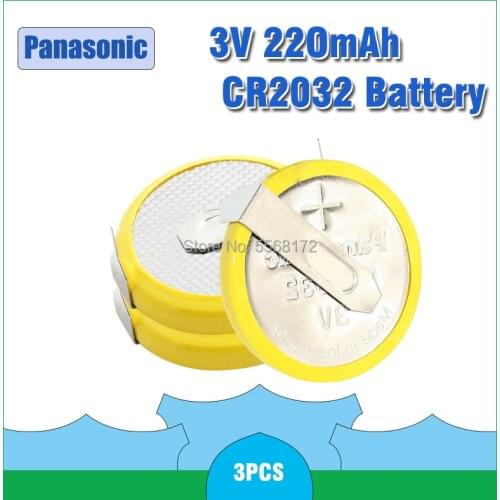3Pcs CR2032 Panasonic Battery 2 Soldering Pins 3V Coin Cell For Motherboard Calculator button battery Electronic Scale