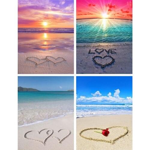 5D DIY Diamond Painting Beach Scenery Art Picture Cross Stitch Kit Full Diamond Embroidery Inlaid Mosaic Home Decoration Gift