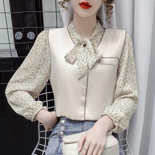 Blouse Women Shirt Womens Set 2021 Long Sleeve Floral Chiffon Short Vest Jacket Blusas Mujer De Moda