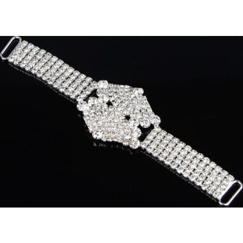 30 Pcs Clear Crystal Rhinestone Bikini Connectors Chain For Swimming Wear Competion Suits Bikini Decoration 14x3.6cm