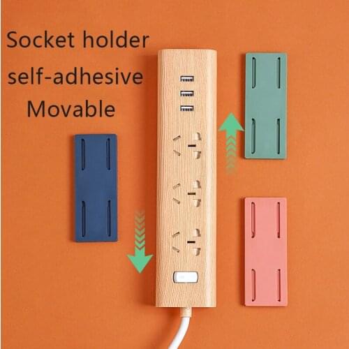 Socket Holder Self Adhesive Multi-purpose Seamless Paste Stickers For Wall Mounted No Nails And No Holes Rangement Socket Rack