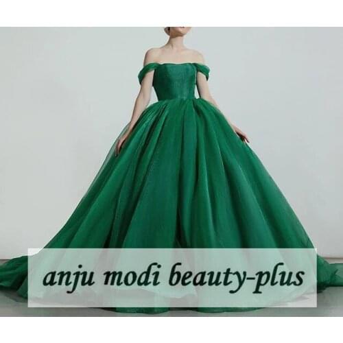 Long Green Tulle Ball Gown Prom Dresses Sleeveless Lace-up Back Formal Evening Party Ball Gown Robe De Soiree