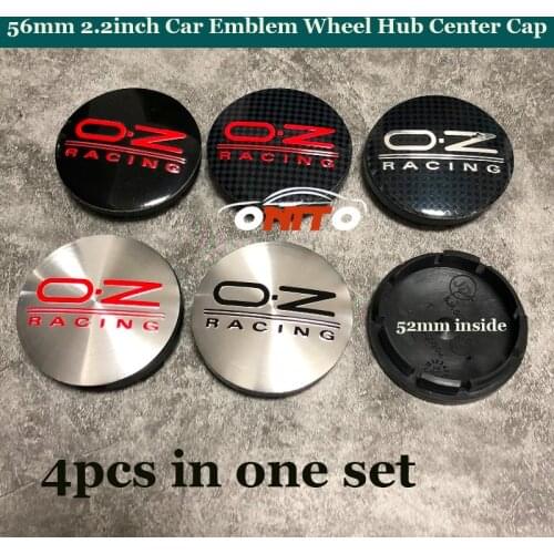 4pcs /lot 56MM Car Emblem For OZ racing O.Z Logo Badge Covers For Mazda VW Skoda Bmw Nissan Jeep Seat Car Wheel Center Caps