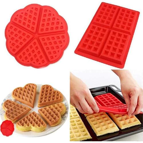 DIY Waffle Mold Cake Mould Non-stick Baking Mold High-temperature Heart Shape Silicone Baking Tool Mold Kitchen Waffle Bakeware