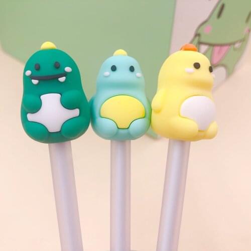 48 pcs/lot Cartoon Dinosaur Gel Pen Cute 0.5 mm black ink Signature Pens School Office writing Supplies Promotional Gift