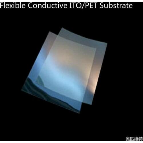 Flexible conductive substrates. Flexible ITO/PET 30 ohm square resistance. Flexible multi-size etching dye-sensitive perovskite