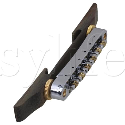 Chrome Plated Jazz Guitar Bridge Tailpiece with Gold Roller Saddle