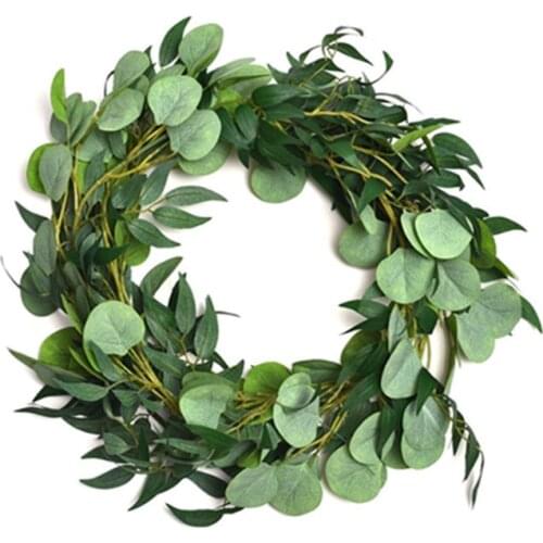 2M Green Leaf Simulation Rattan Vine Wedding Decoration Eucalyptus Round Leaf Winding Eucalyptus Vine Vine