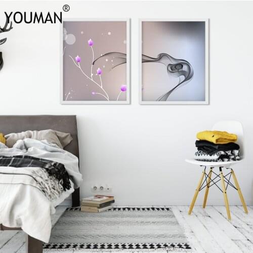 Chinese Posters Purple Flower Posters And Print Canvas Art Canvas Wallpaper Painting Feather Print Wall Pictures For Living Room