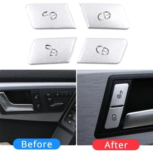 Car Styling Door Unlock Buttons Sequins Decoration Covers Stickers Trim for Mercedes Benz C E Class W204 W212 Auto Accessories