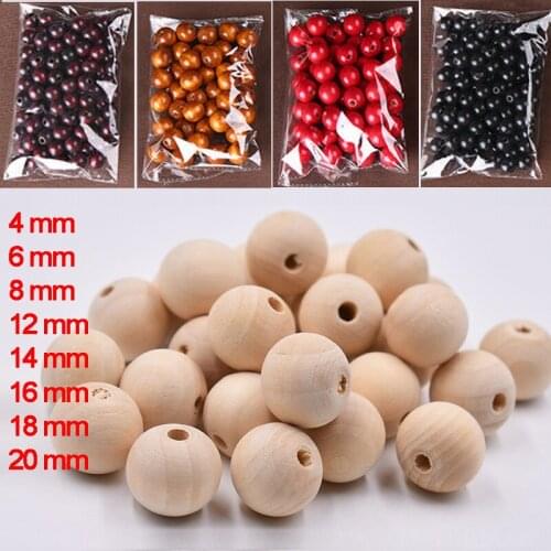 10-500pcs Natural Wood Round Beads Lead-Free Balls Loose Wood Bead Jewelry Making Bracelet Necklace DIY Handmade Accessories