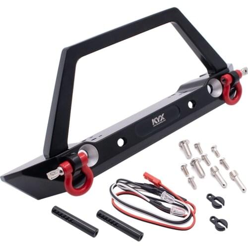 KYX Racing Metal Front Bumper with Lights Lamp for 1/10 RC Crawler Car Axial SCX10 Traxxas TRX-4 TRX4