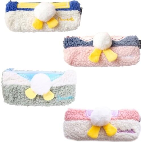 Cute Soft Plush Fluffy Pencil Case Student Zipper Pen Pouch Stationery Organizer C90C