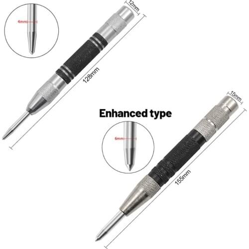 Silver Black Multi-purpose Automatic Center Punch Locator for Positioning Breaking Glass Marking and Emergency Survival