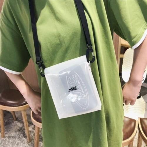 Fashion Mini Transparent Shoulder Bags Ladies Jelly Color Letter Crossbody Bags Mini Pvc Mobile Phone Bag Solid Color Purses New