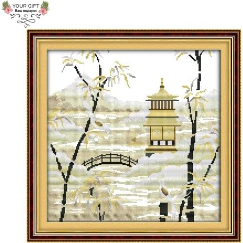 Joy Sunday F753 Free Shipping Counted and Stamped Home Decor Chinese Scenery Needlepoints Embroidery Cross Stitch Kits