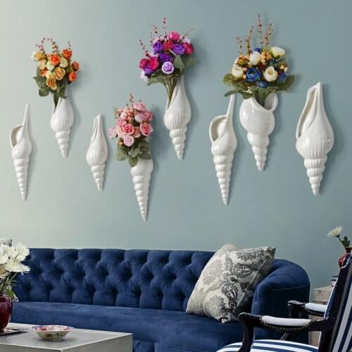 Wall decoration wall hanging simple modern stereo conch wall vase floral creative background home wall decorations