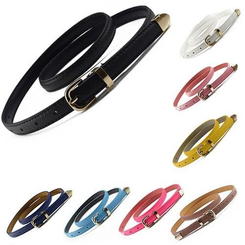 2017 New Women All Match Fashion Skinny Waist Belt Faux Leather Buckle Narrow Waistband