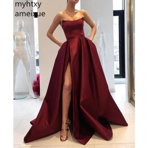 2020 New Red And Pink Sexy Cheap Evening Dress Formal Dress Scoop Sweep Train A-line Plus Size Evening Gown Dresses For Women