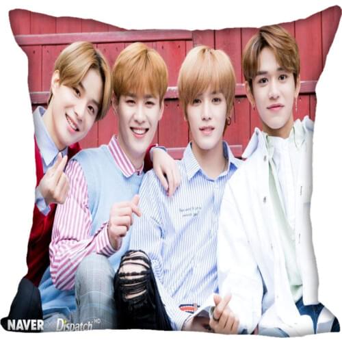 New Custom KPOP NCT Pillowcases Printed Square Silk Pillowcase Home Decorative zipper Satin Pillowcases (One Side)