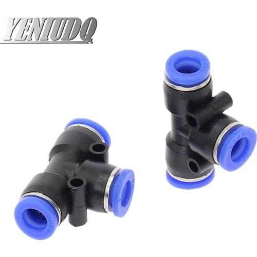 PE" 3 Way T shaped Tee Pneumatic 4mm to 16mm OD Hose Tube Push In Air Gas Fitting Quick Fittings Connector Adapters