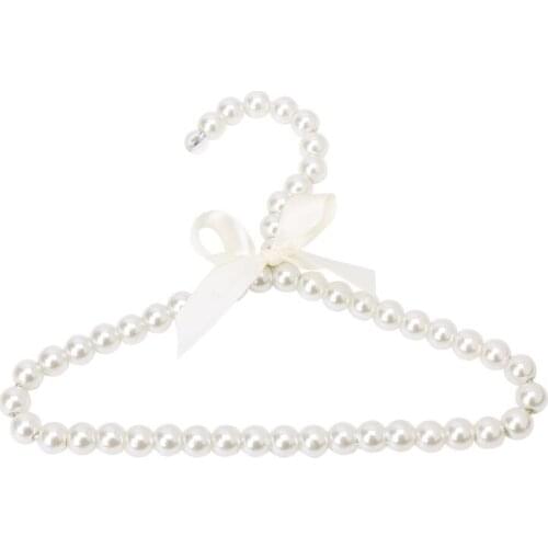 Plastic Imitation Pearl Clothes Hanger Bow Dress Coat Storage Organizer Dry Rack for Children Kids Pets