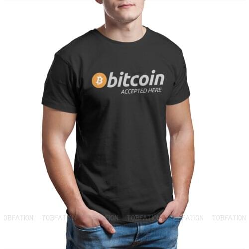 Accepted Here BTC Graphic TShirt Bitcoin Cryptocurrency Miners Meme Printing Streetwear T Shirt Men Short Sleeve Gift Clothes