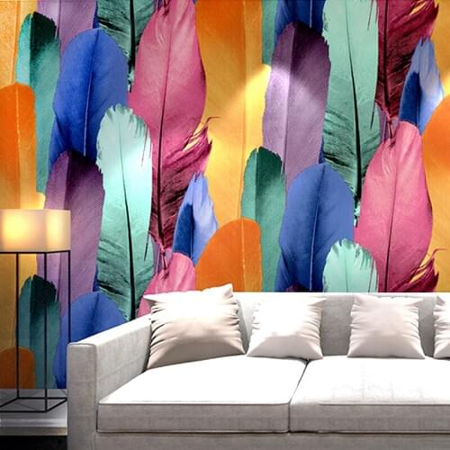 Nordic Style Plumage Design PVC Wallpaper Vinyl Waterproof Wallpaper Living Room Bedroom TV Background KTV Lighting Wall paper