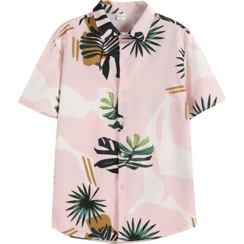 New Fashion Mens Printed Floral short Sleeve Shirt Soft Thin Spring Summer Standard Fit Holiday Casual Hawaii Shirt