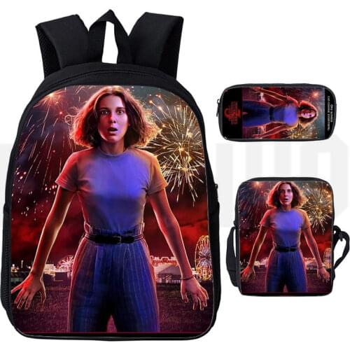 3D Printed Stranger Things Backpack Girls Pencilcase School Bags Women Cosmetic Bag Children Bookbag for Women Travel Backpacks