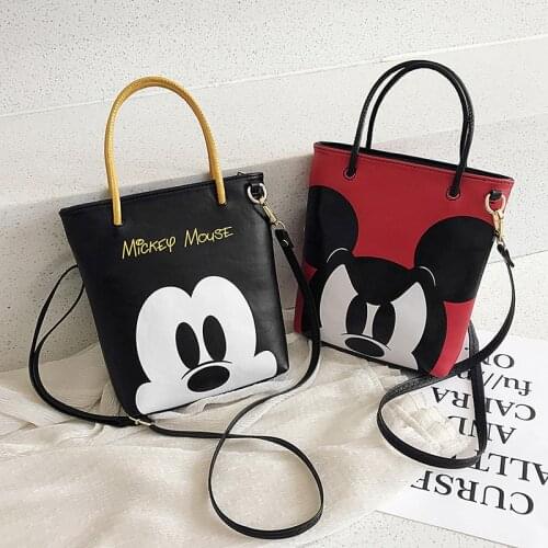 Cool Disney Backpack Women Cartoon Mickey Mouse Large Capacity Handbag Girl Shoulder Pu Cross-Body Backpack Fashion Gift Toys