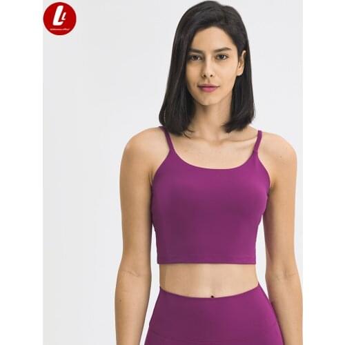 LULU ESSENTIAL Sweat Proof Workout Yoga Crop Top Women Soft Nylon Padded Fitness Exercise Sports Bras Top with Built-in Bra