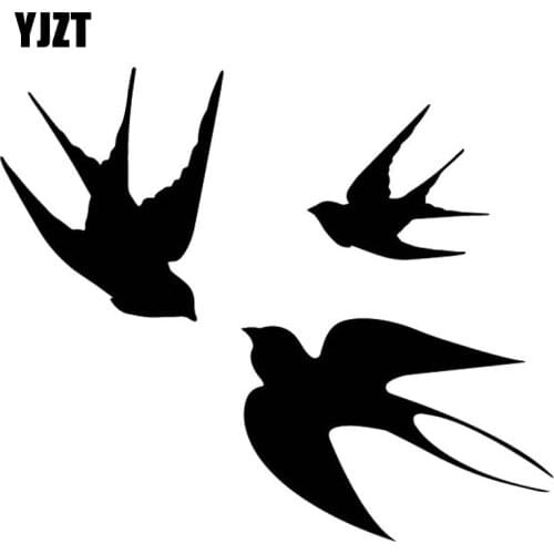 YJZT 16.8CM*14.6CM Swallow Flying Car Sticker Car Door Accessories Vinyl Decal Decor Black/Silver C4-2046