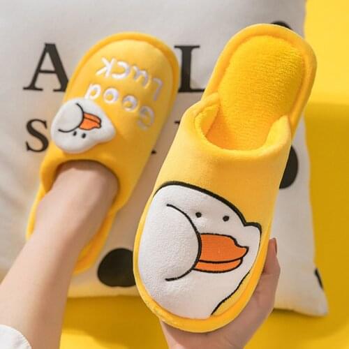 2019 Winter New Home Women Plush Slippers Family Cute Cartoon Ducks Slides Indoor Warm shoes Couple Cotton Slippers