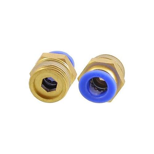 2 Pcs 8mm Tube 3/8" Thread One Touch Air Pneumatic Quick Coupler Connectors