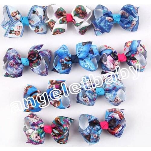 20pcs 3" Hair Bows Girls Hairbows WITH Alligator CLIP Snow Queen Grosgrain Ribbon Boutique bows HD3294
