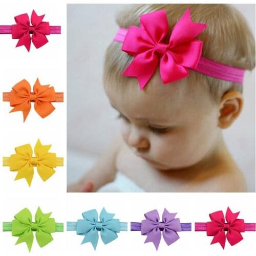 20pcs 567 hair Bow Headband Grosgrain Ribbon Bow Elastic Hair Bands Tie For Newborn kids Hair Accessories