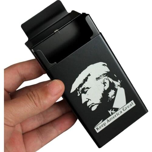 2020 Presidential Election Souvenir Donald Trump Biden Metal Black Red Sliding Cigarette Box Case Custom Laser Engraving Marking
