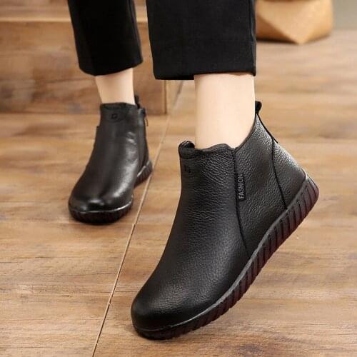 2020 Fashion women comfort winter shoes female genuine leather ankle boots women warm fur shoes