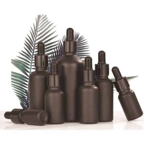 300pcs 5ml/10ml/15ml/20ml/30ml/50ml/100ml Empty Black Glass Dropper Bottles Essential Oil Liquid Aromatherapy Pipette Container