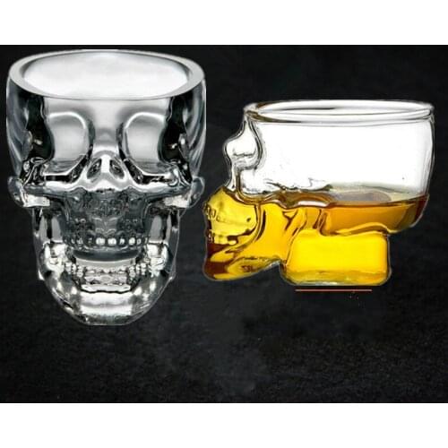 75ml Mini Creative Skull Wine Glass Cup Whiskey Vodka Liquor Glass Bar Halloween Head Drinking Set Horror Atmosphere Shot Glass