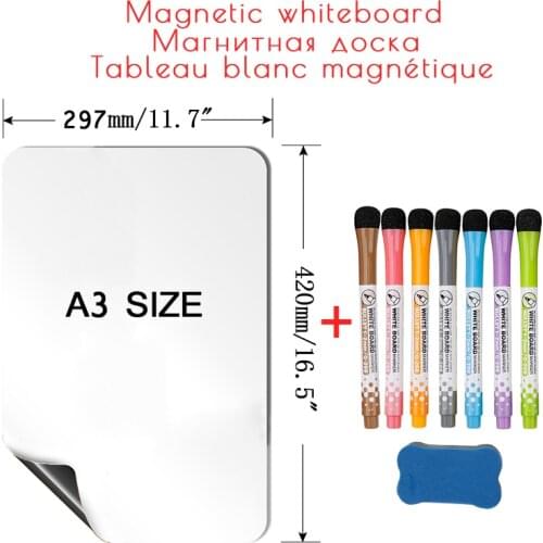 A3 Size Magnetic Whiteboard for Wall Dry Erase White Board Calendar Fridge Magnet Stickers Message Memo Drawing Practice Writing