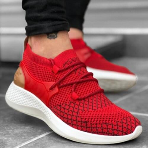 BA0001 Fly Rahat Yüksek Taban Kırmızı Erkek Spor Ayakkabı Çok Şık Tasarım Türk Mali Gündelik Giyim Hızlı Kargo İndirim